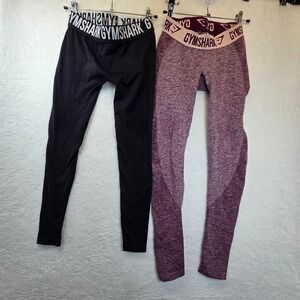 Lot of 2 Gymshark Leggings Womens Small Black‎ Seamless Workout Gym Activewear
